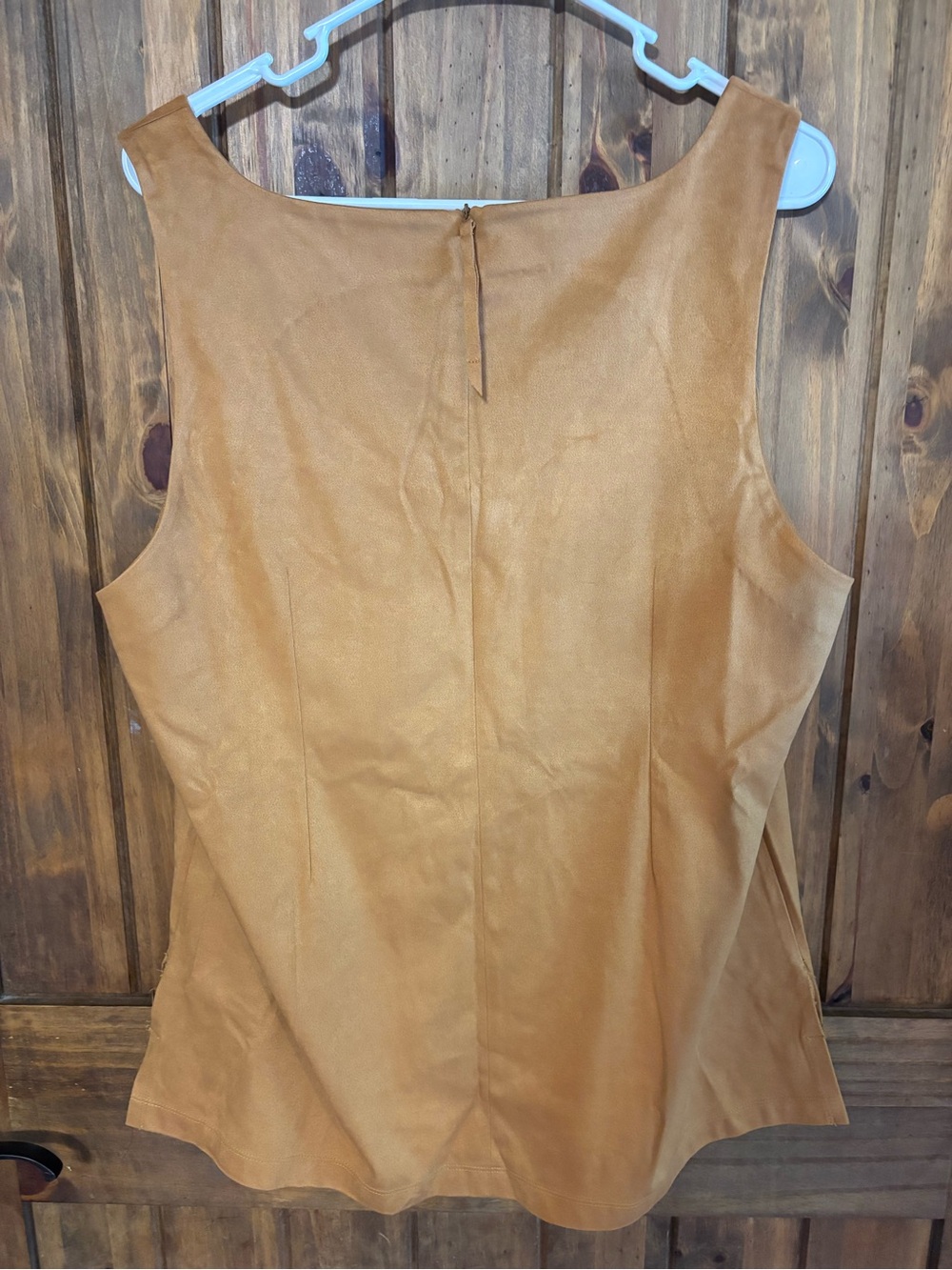 Soft Surroundings Tan Suede Boho Embroidered Sleeveless Top XL - Picture 9 of 14